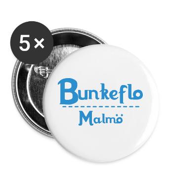 Centrum Malmö – Blue Text Design - Buttons large 2.2''/56 mm (5-pack) - white - Front