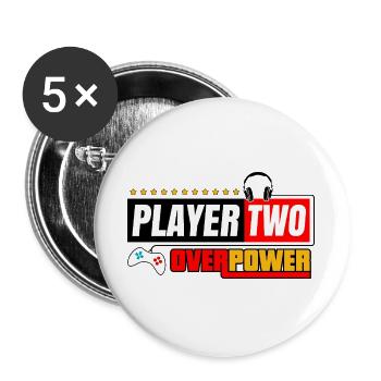 Player Two Overpower | Gamers and Streamers Style - Buttons large 2.2''/56 mm (5-pack) - white - Front
