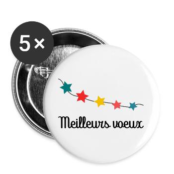 HAPPY NEW YEAR. NEW YEAR'S EVE. BEST WISHES - Buttons large 2.2''/56 mm (5-pack) - white - Front