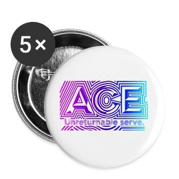 Tennis ACE, pour les amateurs de services parfaits - Lot de 5 grands badges (56 mm) - blanc - Devant
