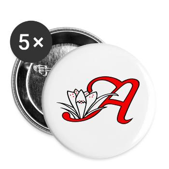Letter A Initial - Buttons large 2.2''/56 mm (5-pack) - white - Front