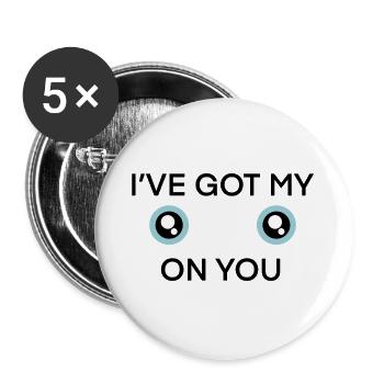 Zwillingspaar mit großen Augen - Buttons groß 56 mm (5er Pack) - Weiß - Vorne
