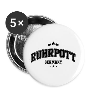 Ruhrpott Schriftzug Vintage Style Urban Design - Buttons groß 56 mm (5er Pack) - Weiß - Vorne