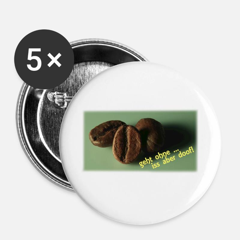 Kaffeebohnen - Buttons groß 56 mm (5er Pack) - Weiß