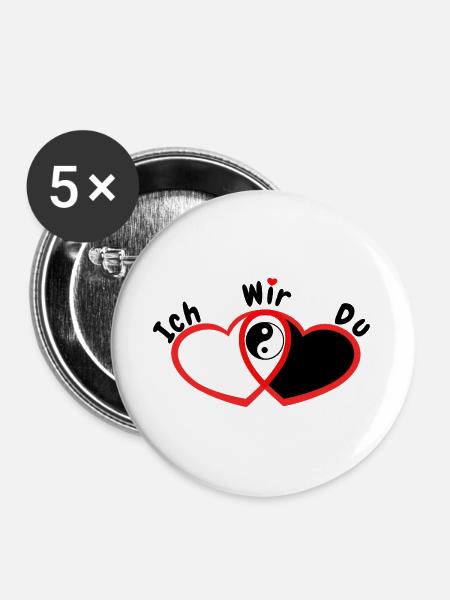 Liebespaar Beziehung Liebe - Buttons groß 56 mm (5er Pack) - Weiß