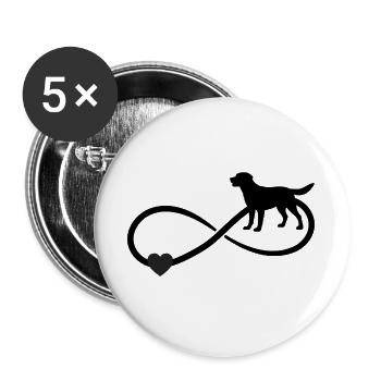 Labrador Unendlichkeitszeichen  - Buttons groß 56 mm (5er Pack) - Weiß - Vorne
