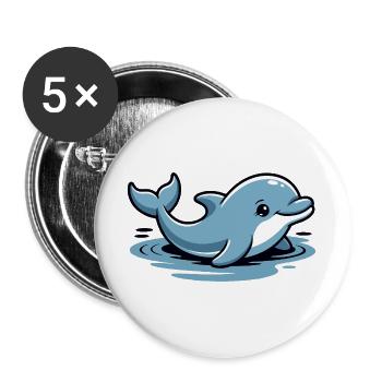 Vagues de dessins animés du Dauphin Bleu - Lot de 5 grands badges (56 mm) - blanc - Devant