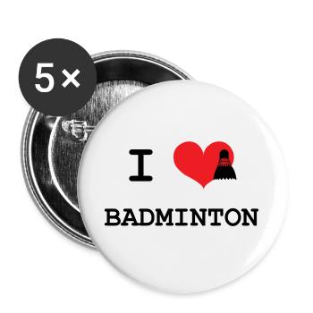 j'aime le badminton - Lot de 5 grands badges (56 mm) - blanc - Devant