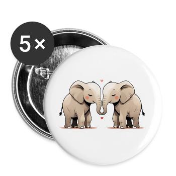 Elefantenherz Trunkfreundschaft - Buttons groß 56 mm (5er Pack) - Weiß - Vorne