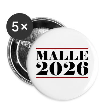 Malle 2026 - Lot de 5 grands badges (56 mm) - blanc - Devant