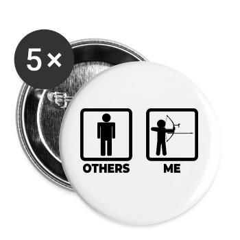 Lustiger Bogensportler - Buttons groß 56 mm (5er Pack) - Weiß - Vorne