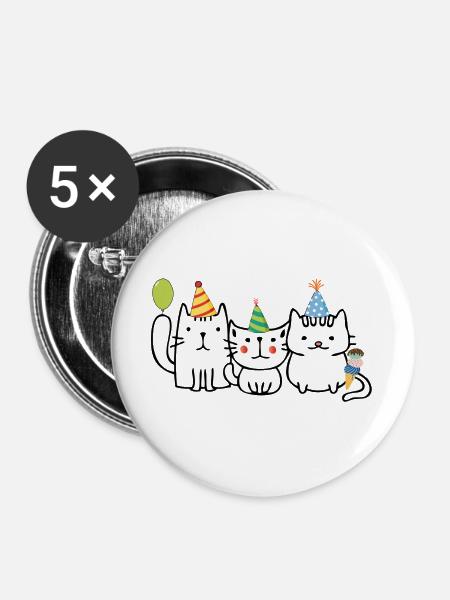 Geburtstag  - Buttons groß 56 mm (5er Pack) - Weiß