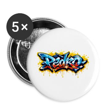PEDRO GRAFFITI NAME FOR PERFECT GIFT PRINTABLE  - Lot de 5 grands badges (56 mm) - blanc - Devant