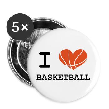 Ich liebe Basketball - Buttons groß 56 mm (5er Pack) - Weiß - Vorne