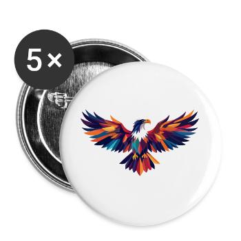 Bunter Adler abstrakter Feuervogel Flügel Kunst - Buttons groß 56 mm (5er Pack) - Weiß - Vorne