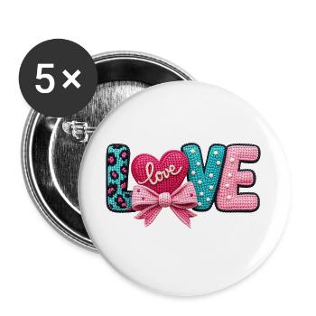 Love Love Heart Bow Pastel Romantic - Buttons large 2.2''/56 mm (5-pack) - white - Front