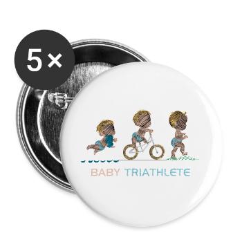 Petit Triathlète en Plein Air - Lot de 5 grands badges (56 mm) - blanc - Devant