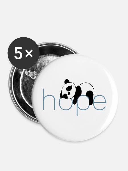 Hoffnung in Pandas - Buttons groß 56 mm (5er Pack) - Weiß