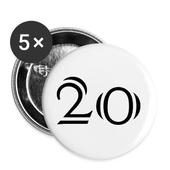20. 20 YEARS. 20th ANNIVERSARY. 20 YEARS ANNIVERSARY. - Buttons large 2.2''/56 mm (5-pack) - white - Front