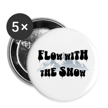 Flow with the Snow - Ski & Mountains - Buttons large 2.2''/56 mm (5-pack) - white - Front