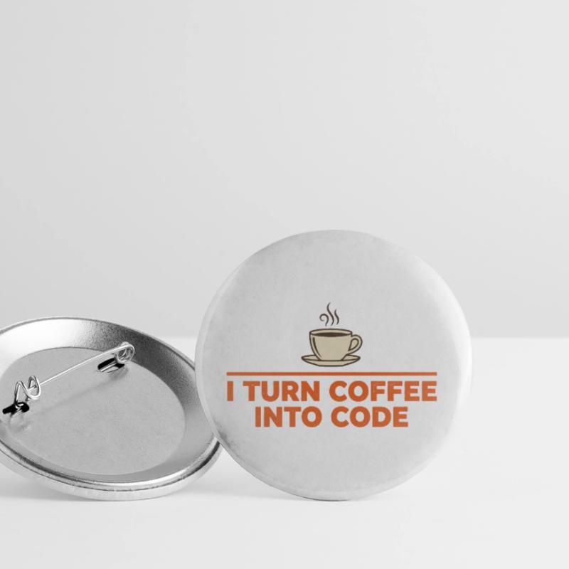 I Turn Coffee Into Code – Programmierer Retro Buttons groß 56 mm (5er Pack)