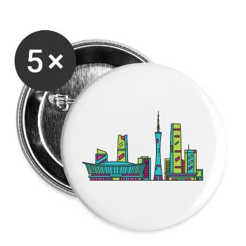 Chengdu City Skyline Sichuan Moderne Linienkunst - Buttons groß 56 mm (5er Pack) - Weiß - Vorne