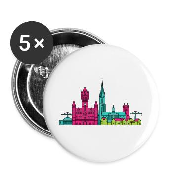 Aberdeen City Skyline Marischal College Art - Buttons groß 56 mm (5er Pack) - Weiß - Vorne