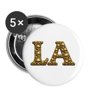 Golden Skull LA - Buttons large 2.2''/56 mm (5-pack) - white - Front