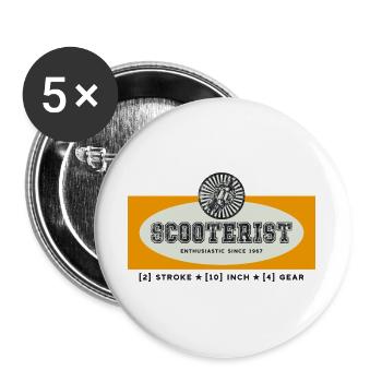 Scooterist Vintage Scooterfahrer Racing - Buttons groß 56 mm (5er Pack) - Weiß - Vorne