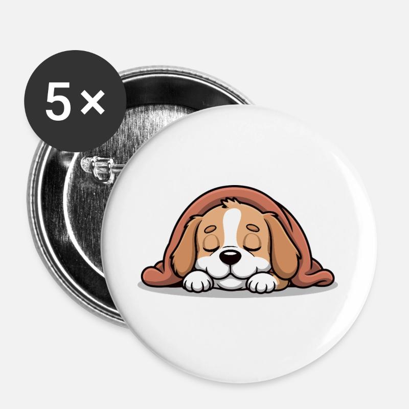 Sleeping Beagle Soft Toy - Buttons large 2.2''/56 mm (5-pack) - white