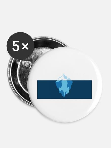 Eisberg Minimal Blau Design - Buttons groß 56 mm (5er Pack) - Weiß