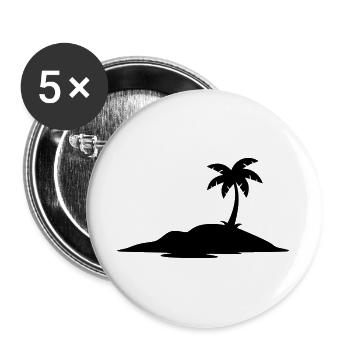 Tropical Island with Palm Tree Silhouette - Buttons large 2.2''/56 mm (5-pack) - white - Front