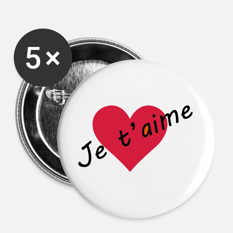 I love you - Buttons large 2.2''/56 mm (5-pack) - white