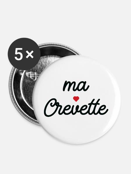Mein Shrimp Heart Script Tee - Buttons groß 56 mm (5er Pack) - Weiß