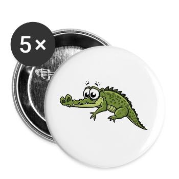 Crocodile with big eyes cartoon - Buttons large 2.2''/56 mm (5-pack) - white - Front