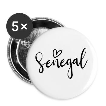 Senegal Heart Women's Love Senegal - Buttons groß 56 mm (5er Pack) - Weiß - Vorne