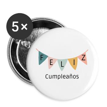 Feliz Cumpleaños Banner-Happy Birthday-All the best - Buttons large 2.2''/56 mm (5-pack) - white - Front