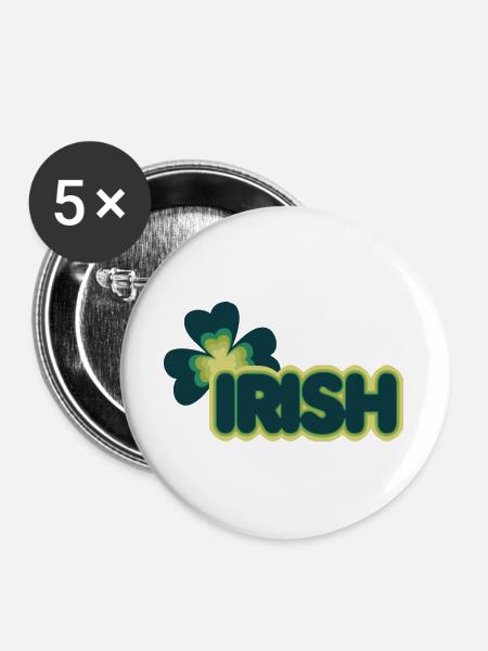 Retro Shamrock Glow - Buttons groß 56 mm (5er Pack) - Weiß