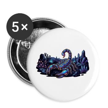 Motif du Scorpion néon sur la planète désertique nocturne - Lot de 5 grands badges (56 mm) - blanc - Devant