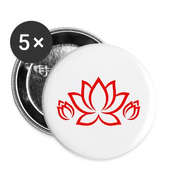 Roter Lotus Silhouette – Florales Mandala Muster - Buttons groß 56 mm (5er Pack) - Weiß - Vorne