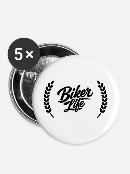 Biker life - Buttons groß 56 mm (5er Pack) - Weiß