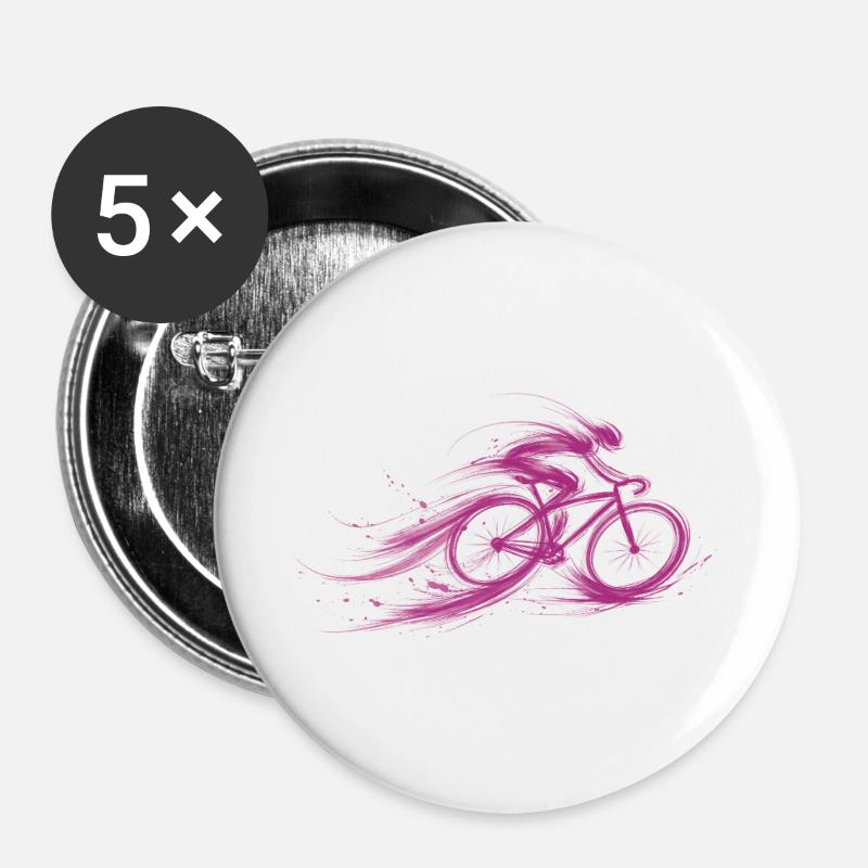 cyclist fast red bike - Buttons large 2.2''/56 mm (5-pack) - white