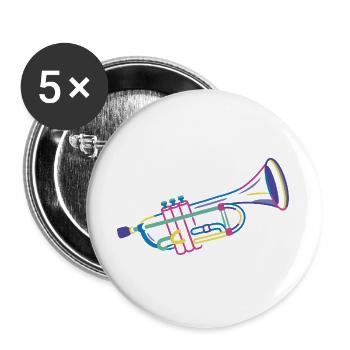 Colorful Trumpet - Buttons large 2.2''/56 mm (5-pack) - white - Front