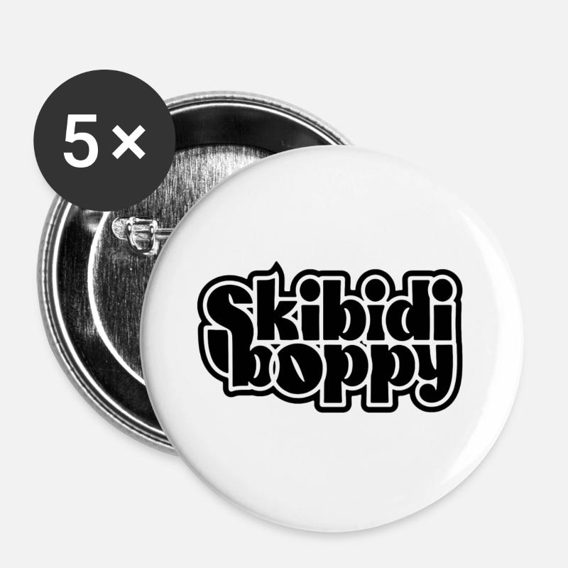 Skibidi Boppy - Buttons large 2.2''/56 mm (5-pack) - white