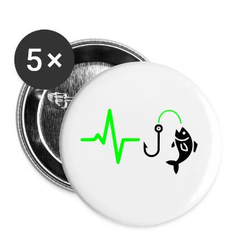 Silhouette du poisson à pouls pêcheur - Lot de 5 grands badges (56 mm) - blanc - Devant