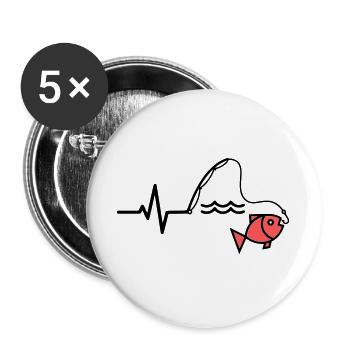 Silhouette du poisson à canne à pêche ECG - Lot de 5 grands badges (56 mm) - blanc - Devant