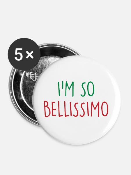Bellissimo Italy Italien - Buttons groß 56 mm (5er Pack) - Weiß