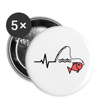 Silhouette du poisson à canne à pêche ECG - Lot de 5 grands badges (56 mm) - blanc - Devant