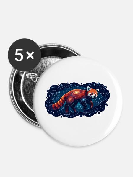 Kosmischer Roter Panda Konstellation Sternbild - Buttons groß 56 mm (5er Pack) - Weiß