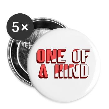 One of a Kind Typo Streifen - Buttons groß 56 mm (5er Pack) - Weiß - Vorne